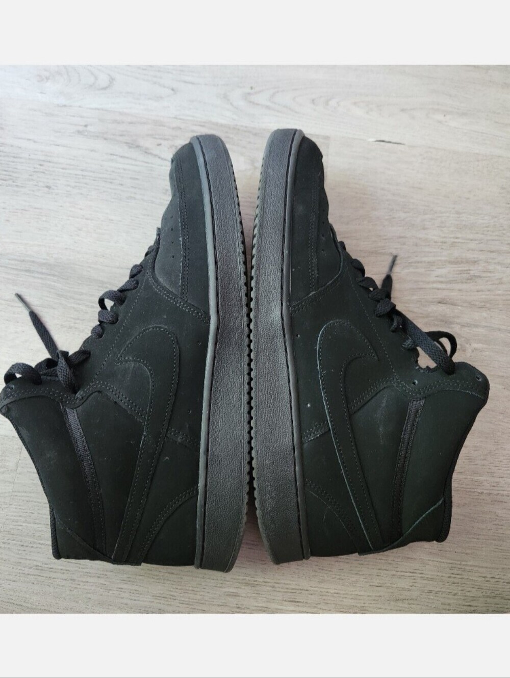 Nike court vision mid sneakers triple black size 11.5 athleisure streetwear